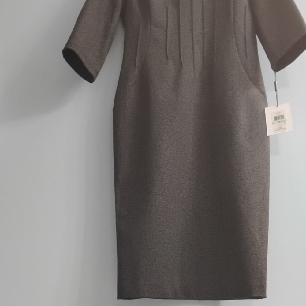NWT ⭐ Elegant Calvin Klein Dark Gray Long Midi Dress Size 8 - Picture 5 of 7